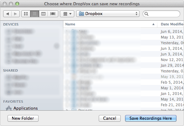 Choose Recording Folder