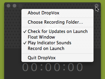 RecUp Settings Menu